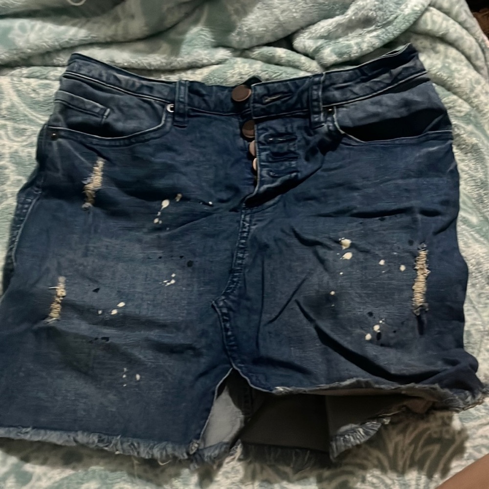 Paint splotch jean skirt